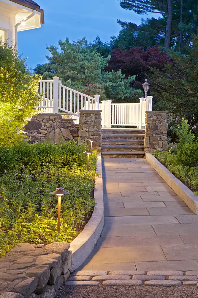 Walkway to stone stairs
